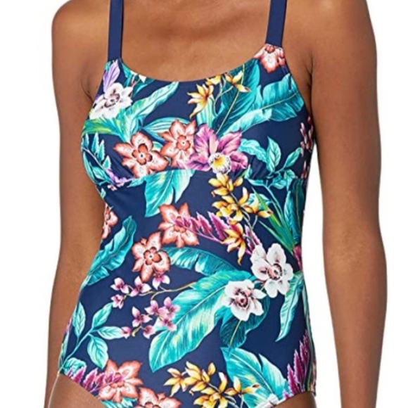 Coastal Blue Other - Floral Print Women's Onepiece Swinsuit